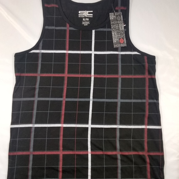 SWISS CROSS MENS XL TANK TOP RED BLACK WHITE CROSS - Picture 1 of 4